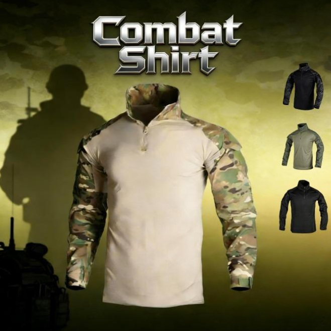 เสื้อ Combat Shirt เสื้อคอมแบท เสื้อยืดแขนยาวยุทธวิธีมีซิป ผ้านิ่มเบาสบาย คล่องตัว ป้องกันUV