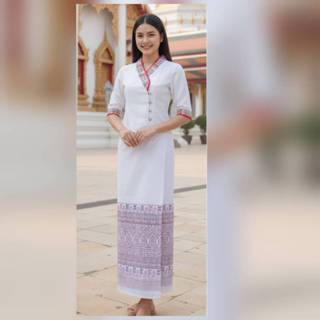 ชุดผ้าฝ้ายพื้นเมือง ชุดเจ้านางล้านนา ชุดผ้าฝ้ายไทยคุณภาพดี