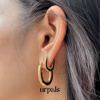 URPALS ต่างหูห่วง Stainless ชุบทอง 18K เกรด Premium มินิมอล ทนน้ำ ทนเหงื่อได้ดี
