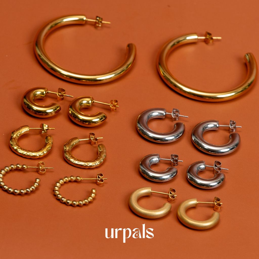 URPALS ต่างหูสายฝอ ต่างหูห่วง Stainless ชุบทอง 18K ดีไซน์เก๋ สไตล์มินิมอล ทนน้ำ ทนเหงื่อได้ดี ราคา ถูกที่สุด ดีลบีเคเค