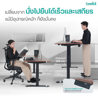 Bewell โต๊ะปรับระดับไฟฟ้า ท็อปโต๊ะหนา 1.8 ซม. โต๊ะทำงานเพื่อสุขภาพ มอเตอร์ 2 ตัว รับประกัน 5 ปี