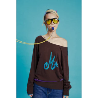 เสื้อไหมพรมปาดไหล่ Mochi Off-shoulder with long sleeve khit