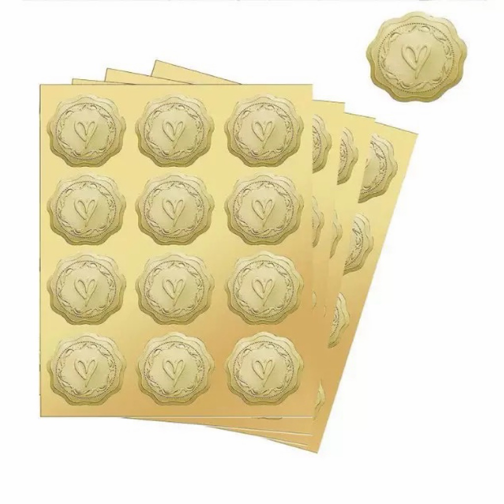 สติ๊กเกอร์ฟอยล์ทองลายหัวใจ 💕✨ปั๊มนูนกันน้ำ ติดทนแน่น งานแต่ง–ของขวัญพรีเมียม✨⭐️ สติกเกอร์ปิดซองจดหมายแน่นทนทานจากเกาหลี - รูปที่ 2