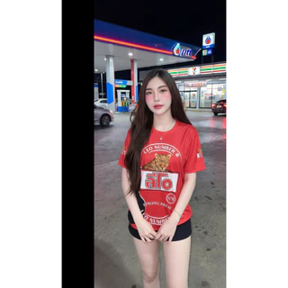 เสื้อกีฬาลายคอกลมแขนสั้นลีโอแดง ใส่สบาย
