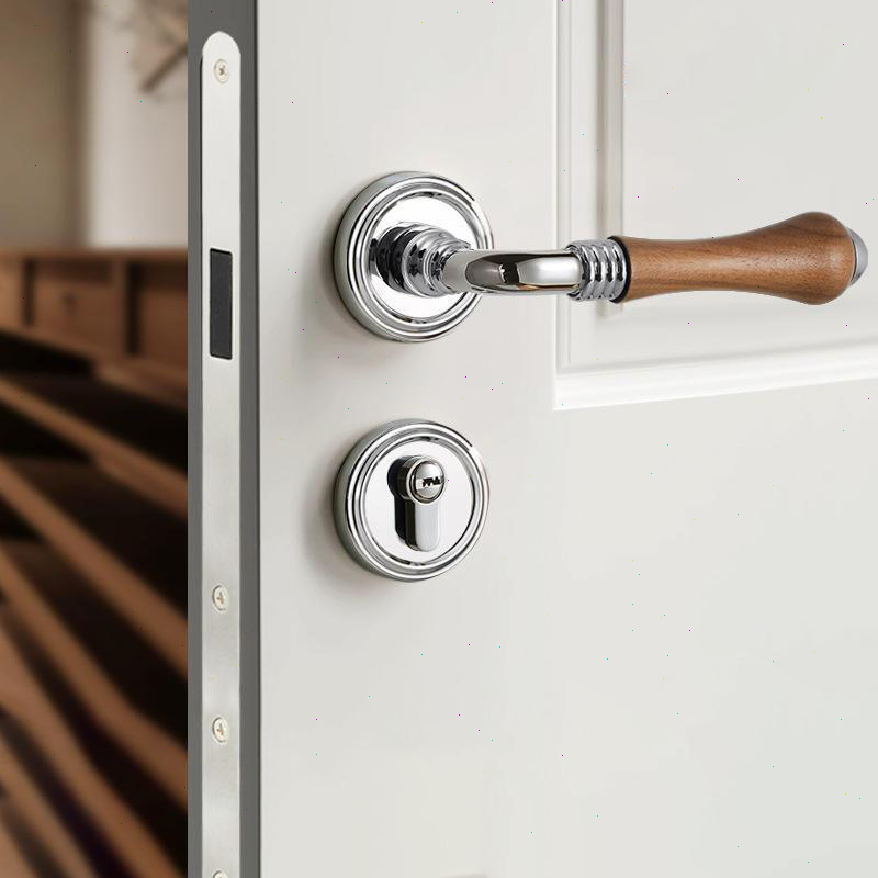 ใหม่ ล็อคประตูสไตล์จีนสำหรับใช้ในห้องนอนในร่ม ที่จับประตูไม้เสียงเงียบ วัสดุโลหะผสมสังกะสี เรียบง่าย - รูปที่ 6