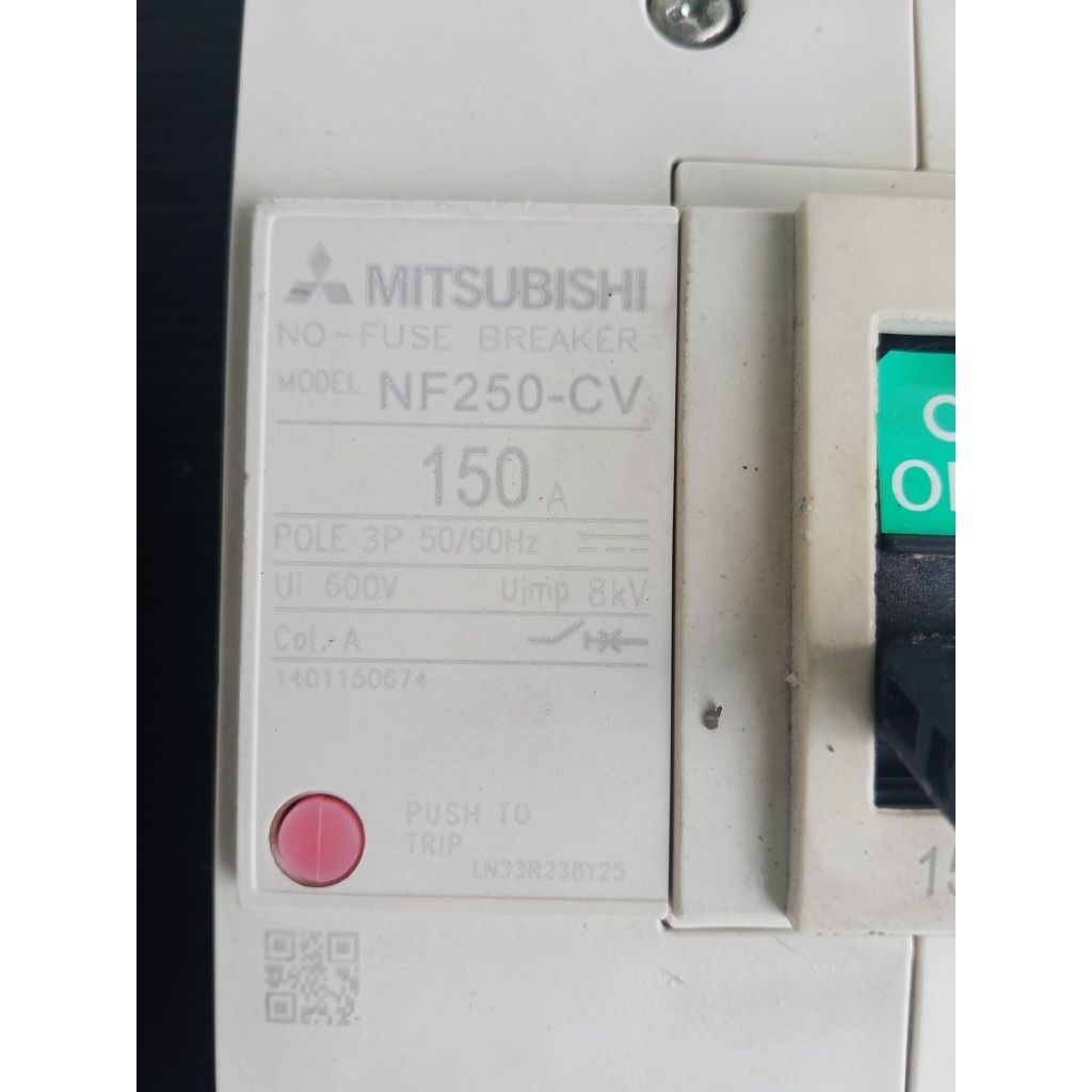 Mitsubishi circuit breaker NF250-CV 150A. 3pole 600v.