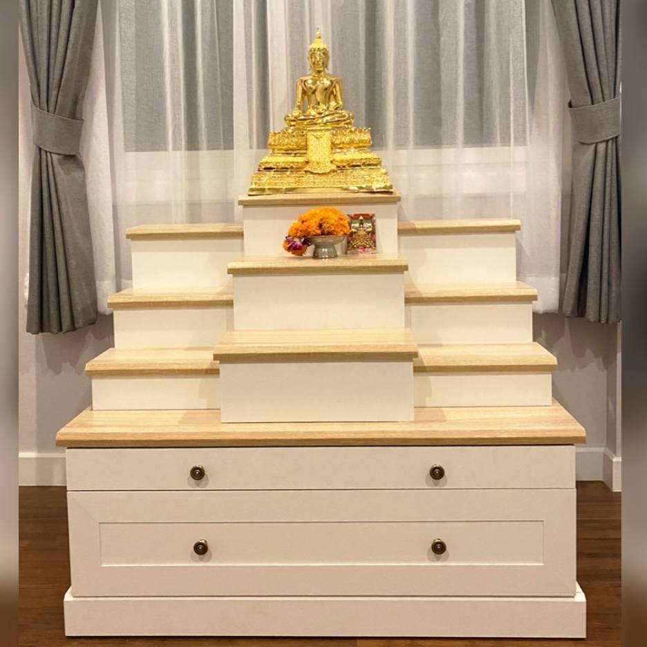หิ้งพระใหญ่ โต๊ะหมู่บูชา 9 ชั้นพร้อมถาดถวาย รุ่น MDW1001