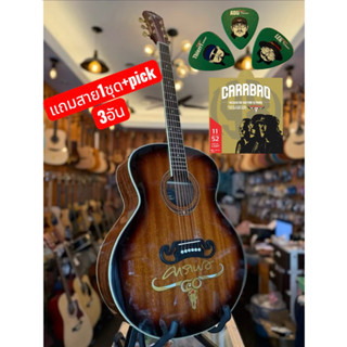 กีตาร์โปร่งคาราบาวสีซันเบริ์ดสีพิเศษ ขนาด42นิ้วCountry Jumbo…