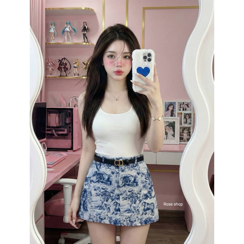 Phapassz – เซท3ชื้น เสื้อกล้ามบอดี้สูท  + กระโปรงทรงเอ ผ้าทอลายเสือ ผ้าเนื้อดี ใส่สวยสุดเแ้ะมาก #Roseshop ราคา ถูกที่สุด ดีลบีเคเค แกลเลอรีภาพที่ 3