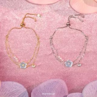 กำไล Aurora Bloom Double Strap Bracelet สายรูด วัสดุพิเศษ Mother of Pearl - The Green Box