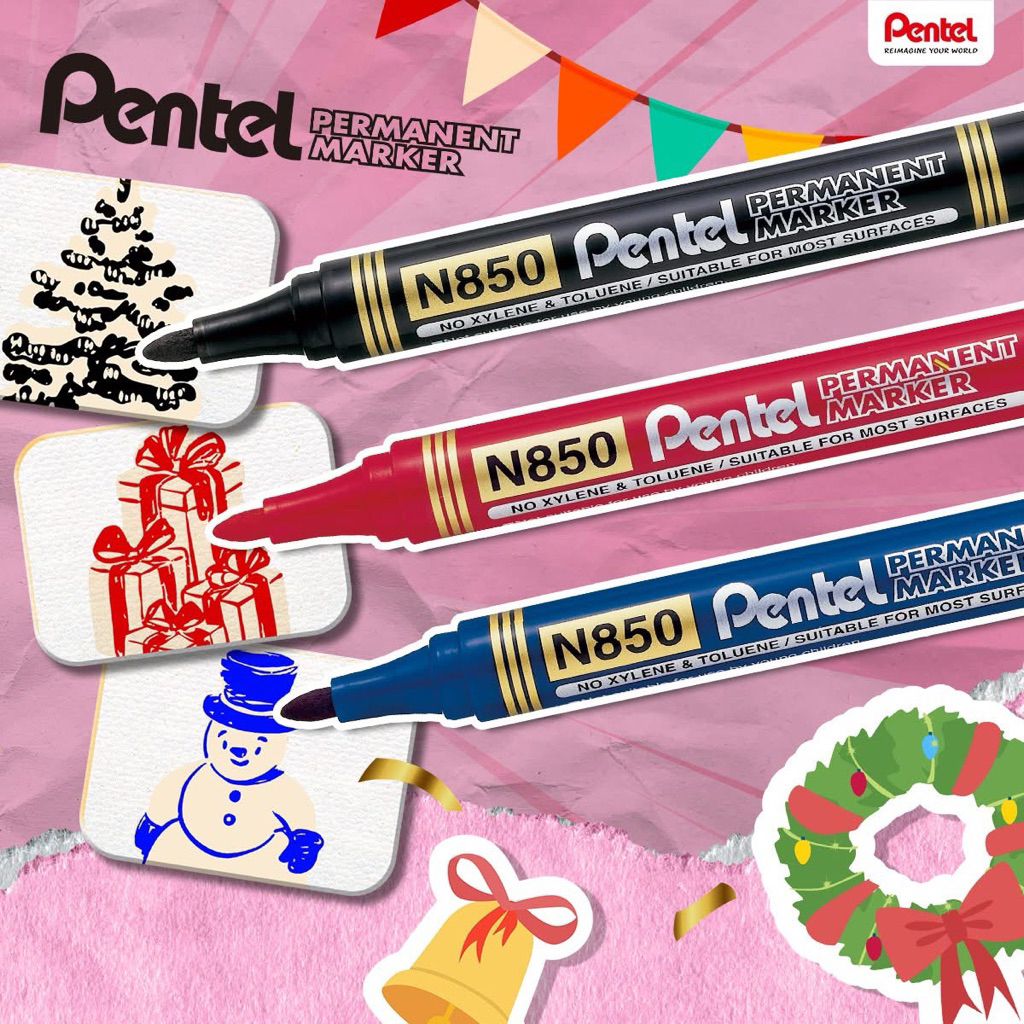 Pentel ปากกาเคมี ปากกา Permanent Merker N850 ( ราคา / 1 ด้าม)