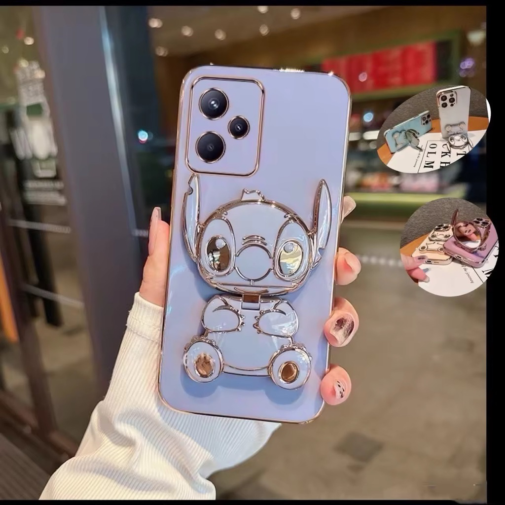 เคส สำหรับรุ่นRealme C61/C63 C65 C53 C51 Realme Note50 Note60 Note60X สติช กระจก ตั้งได้