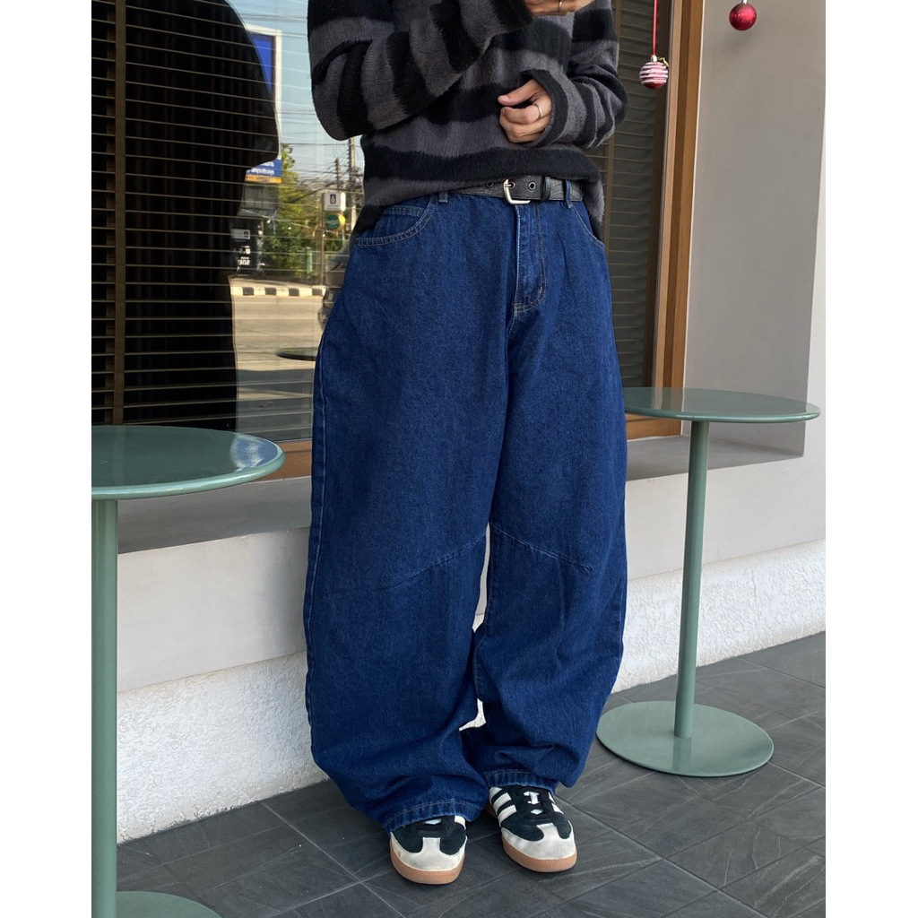 [ พร้อมส่ง ] Shadow blue wide jeans กางเกงยีนส์ทรงกระบอกขากว้าง