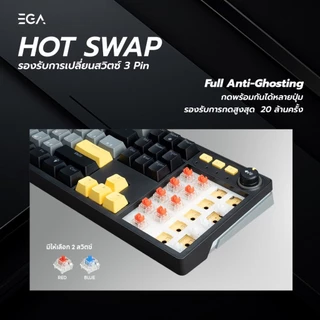 EGA TYPE CMK12 คีย์บอร์ดเกมมิ่งขนาด 100% Full-Size 104 ปุ่ม Hot-Swappable 3 Pin Mechanical Mini RGB [รับประกัน 2 ปี]