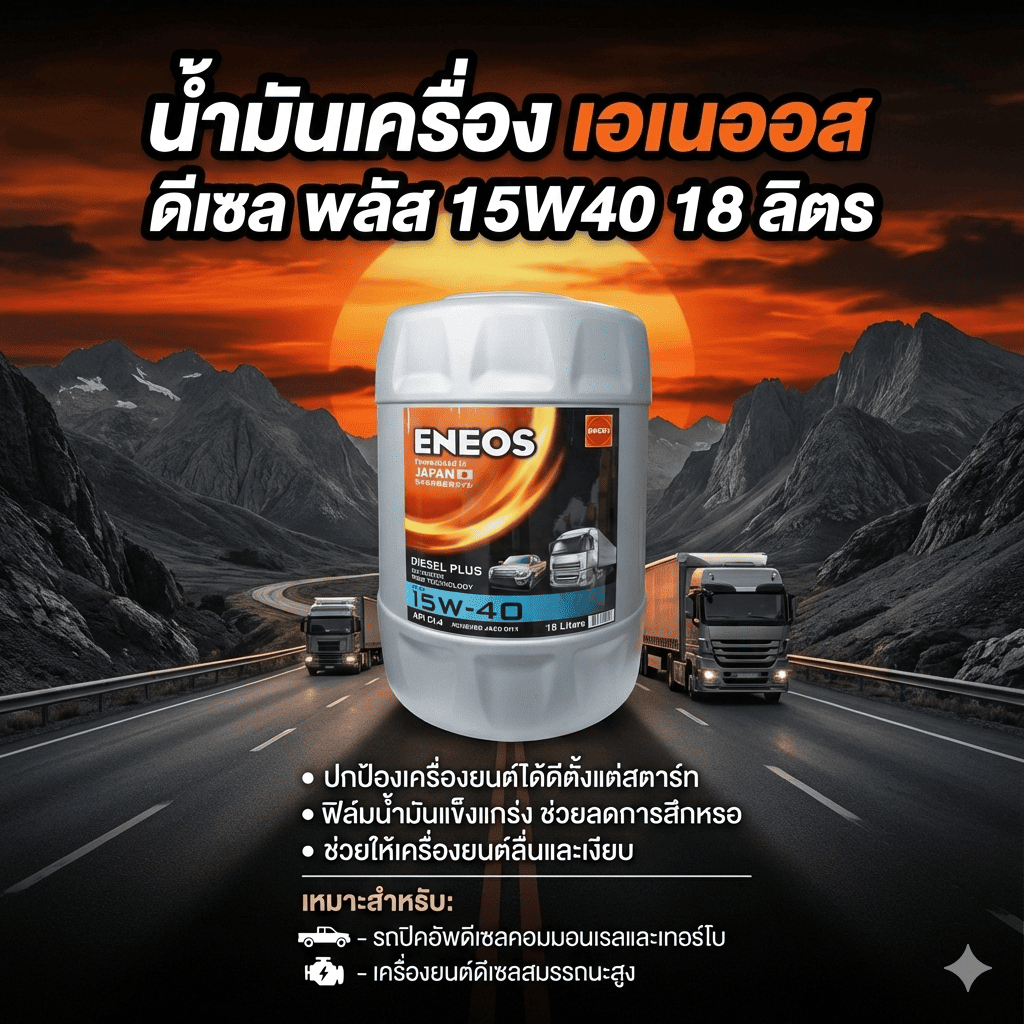 น้ำมันเครื่อง เอเนออส ENEOS ดีเซล พลัส 15W40 [ 18 ลิตร ]