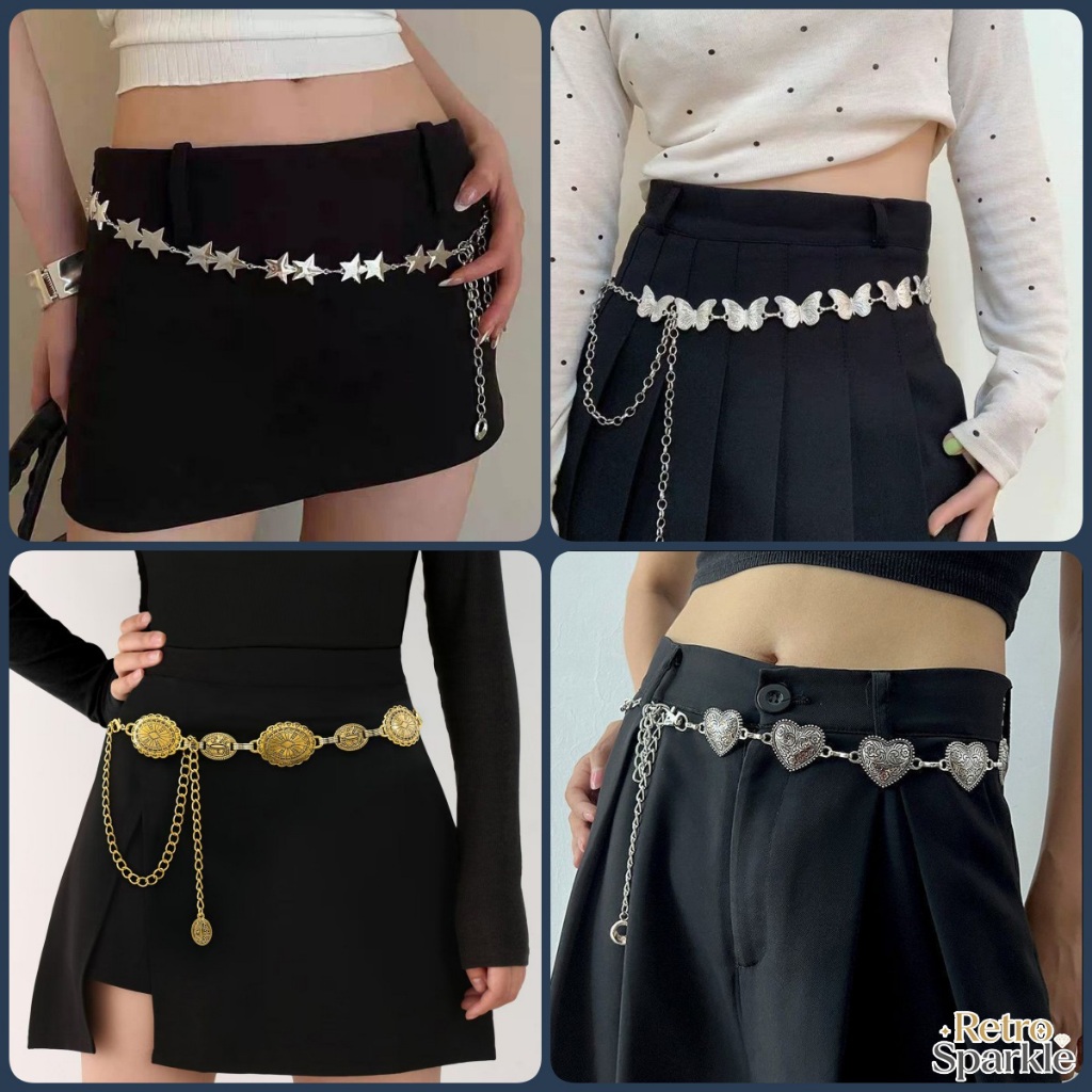 Retro Sparkle🌟🌟เข็มขัดแฟชั่นสำหรับผู้หญิง เข็มขัดคุณภาพสูง เข็มขัดสไตล์จีน โบฮีเมียน มินิมอล