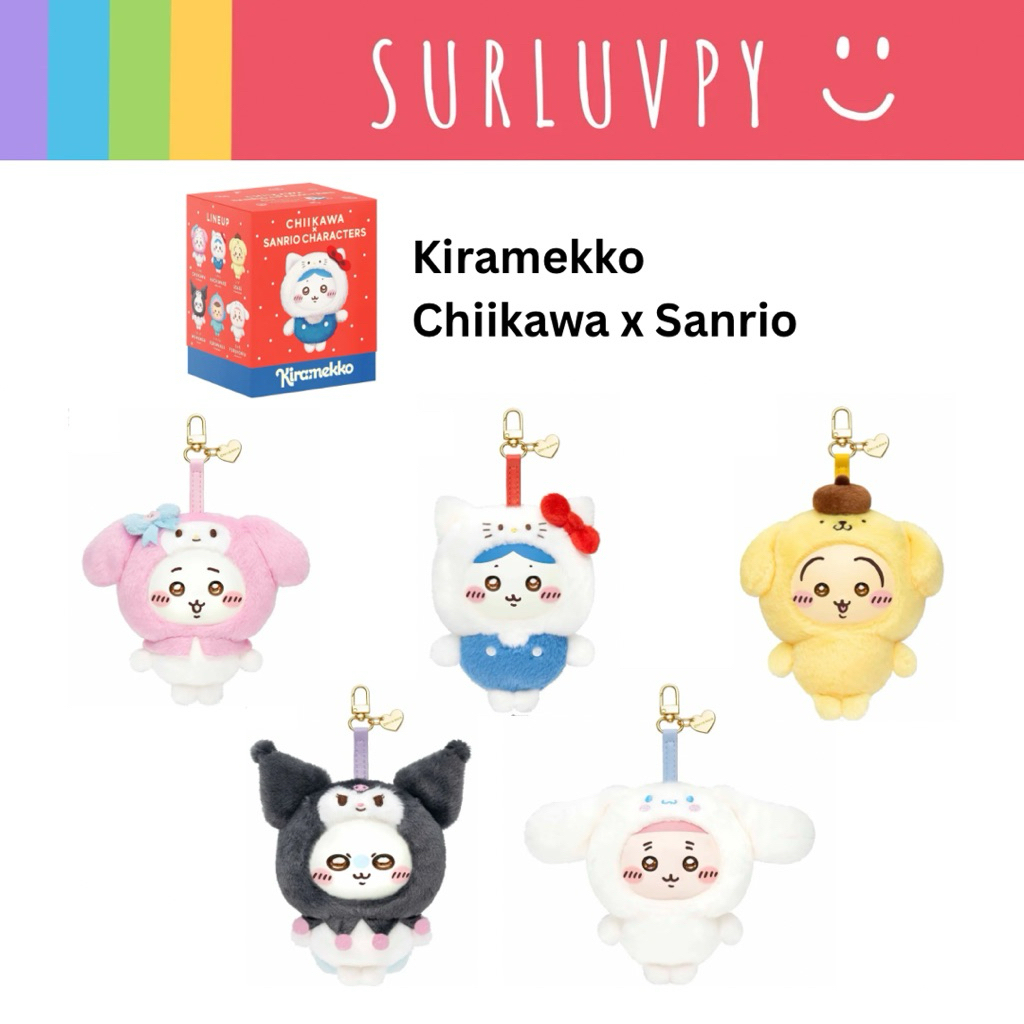 [ พร้อมส่ง ระบุตัว]Chiikawa × Sanrio Characters Kiramekko พวงกุญแจตุ๊กตา ชีคาวะ