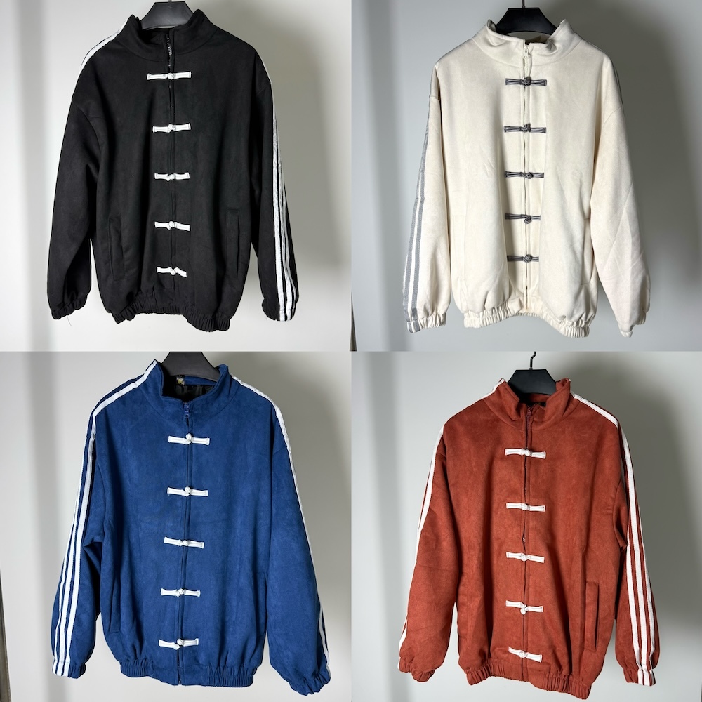 เสื้อแจ็คเก็ตแขนยาว กระดุมจีน ผ้ากำมะหยี่ รุ่นใหม่ แถบเส้นข้าง ใส่ได้ทั้งผู้ชายและผู้หญิง J125