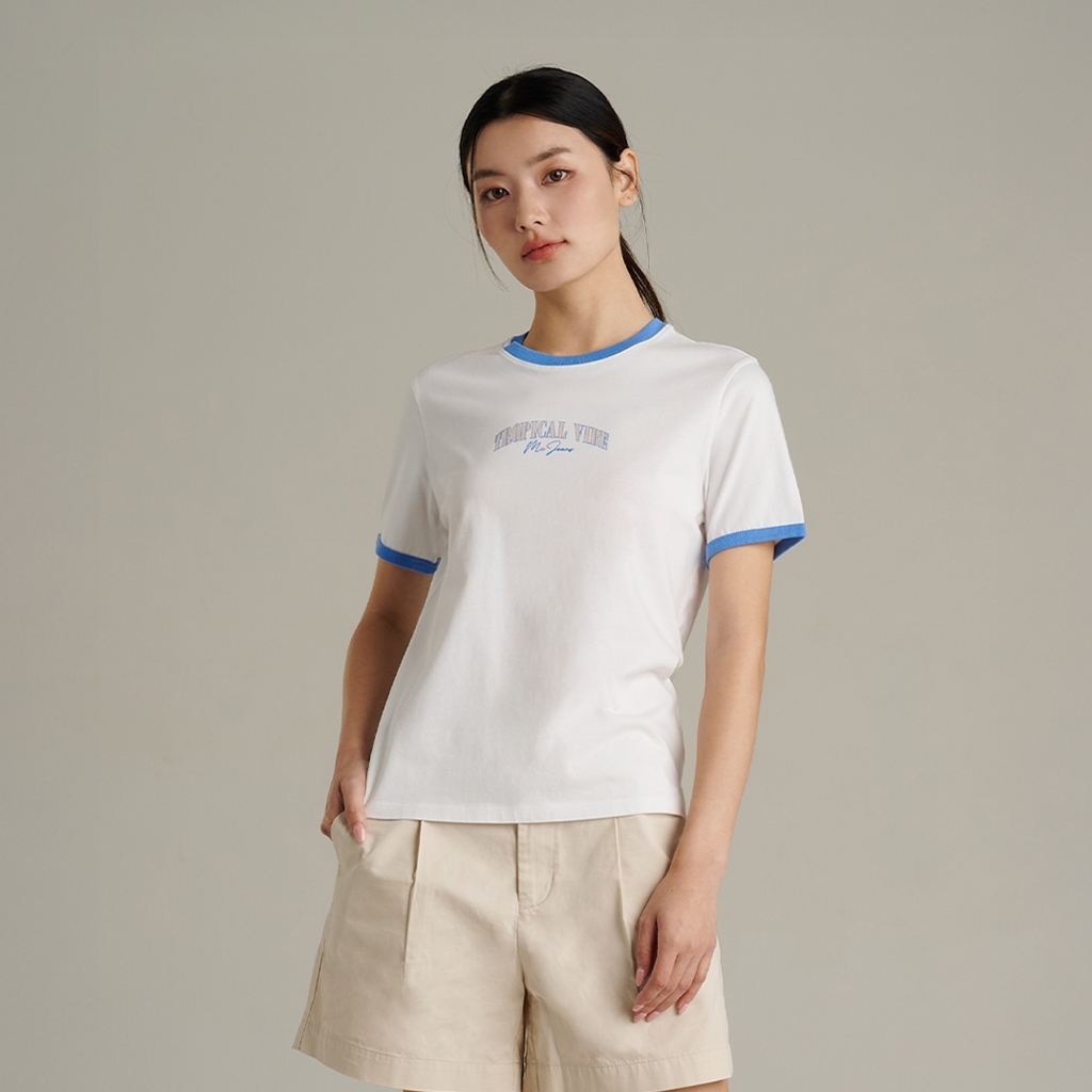 Mc JEANS (แม็คยีนส์) เสื้อยืดผู้หญิง เสื้อยืดแขนสั้น ทรงเรกูลาร์ (Mc Resort Collection) MTTZB20