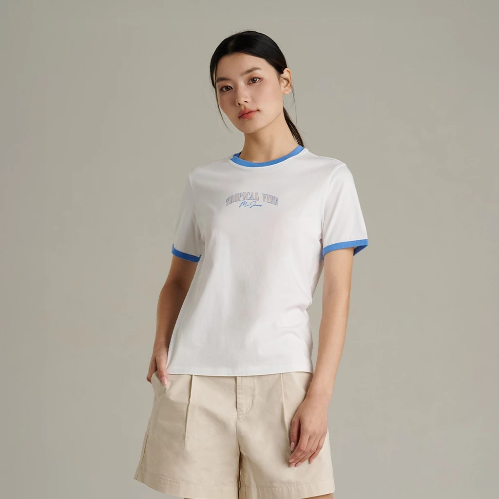 Mc JEANS (แม็คยีนส์) เสื้อยืดผู้หญิง เสื้อยืดแขนสั้น ทรงเรกูลาร์ (Mc Resort Collection) MTTZB20