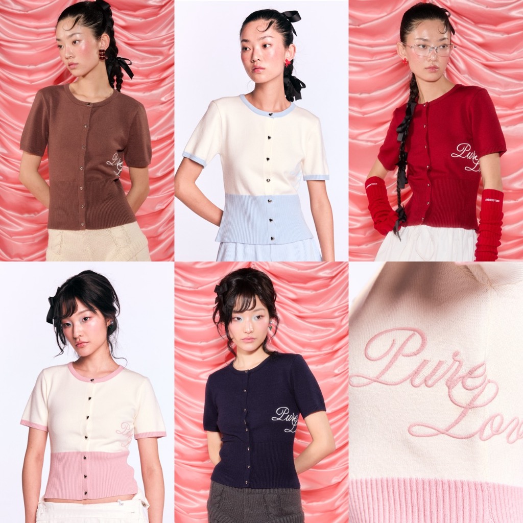 CHUUCHOP - (S-XL) Anna knit top เสื้อไหมพรมแขนสั้นจั๊มเอว ทูโทน (C8505)