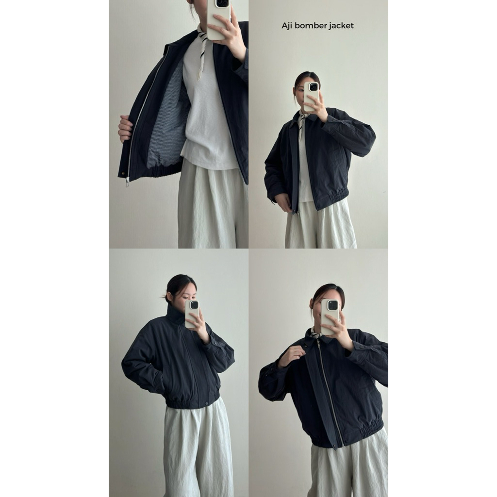 FADTHINGS : Aji bomber jacket สีกรมท่า ผ้าเดียวกับ paté ค่า 🐟🖐🏻➿