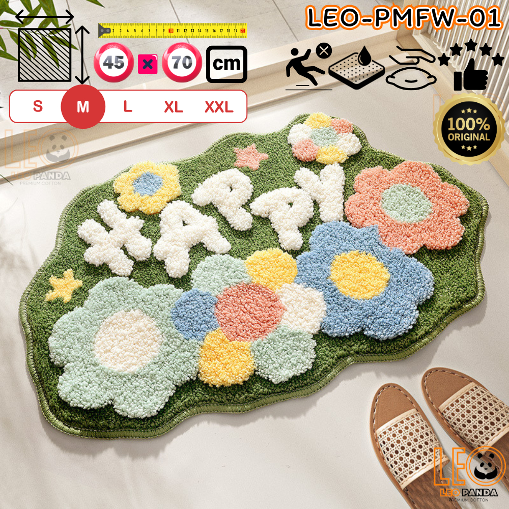 LEO PANDA พรมเช็ดเท้า เกรด Super Premium แบบหนานุ่มพิเศษ Polyester ขนาด 45 x 70 CM สไตล์มินิมอล ลาย ดอกไม้พรีเมี่ยม รูปที่ 2