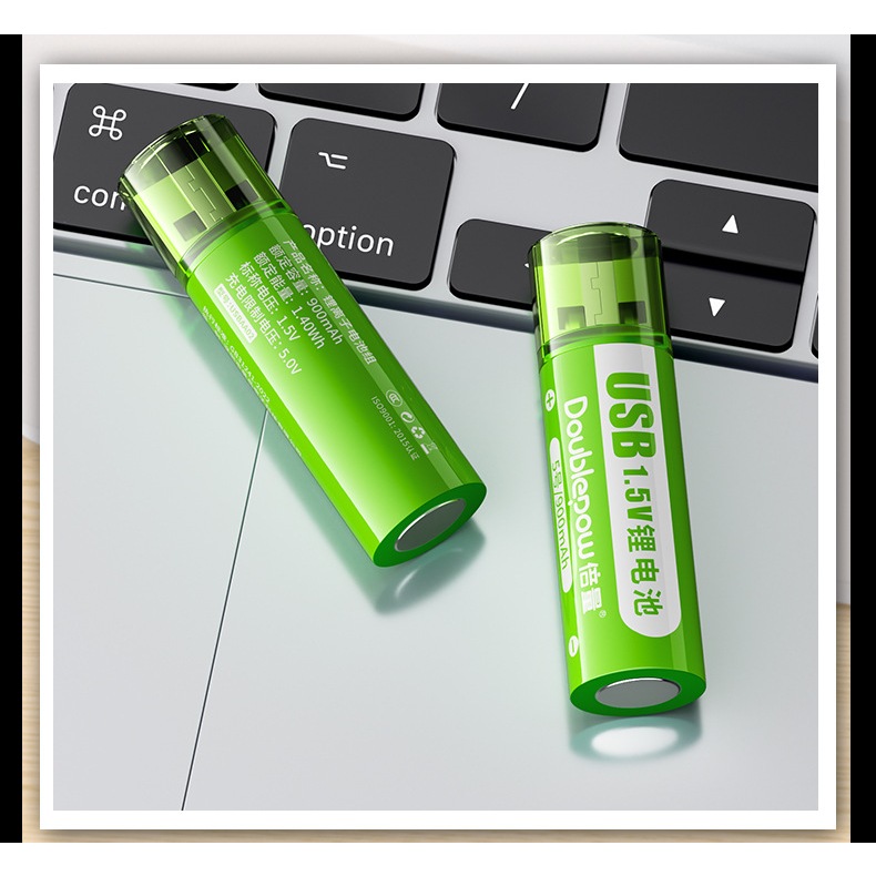 Double-capacity USB rechargeable battery, portable, size AAA, 1.5V, high capacity 900mWh, constant v