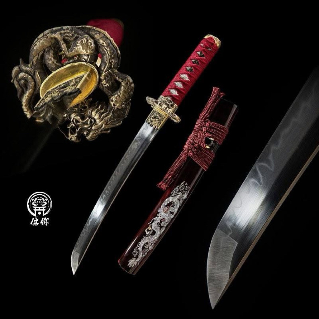 นำเข้า ⚔️ ดาบสั้นซามูไร ทันโตะ มังกรแดง (Red Dragon Tanto) ✨🐉❤️หมายเลข31  Premium T10 Steel – Authen