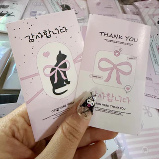 🩷✨(New)พร้อมส่ง!สติ๊กเกอร์ซีล แพค20ชิ้น สไตล์เกาหลี ขอบคุณ สีชมพู น้องแมวน่ารัก แพคการ์ด