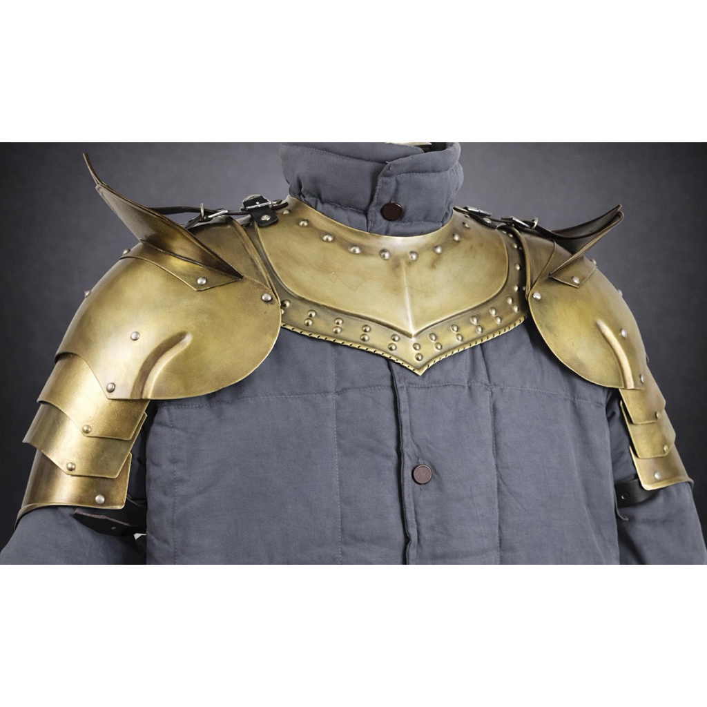 นำเข้า 🛡️ ชุดเกราะส่วนไหล่และเกราะคอ (Medieval Gorget & Pauldron Set) 🛡️  Handcrafted 18 Gauge Steel