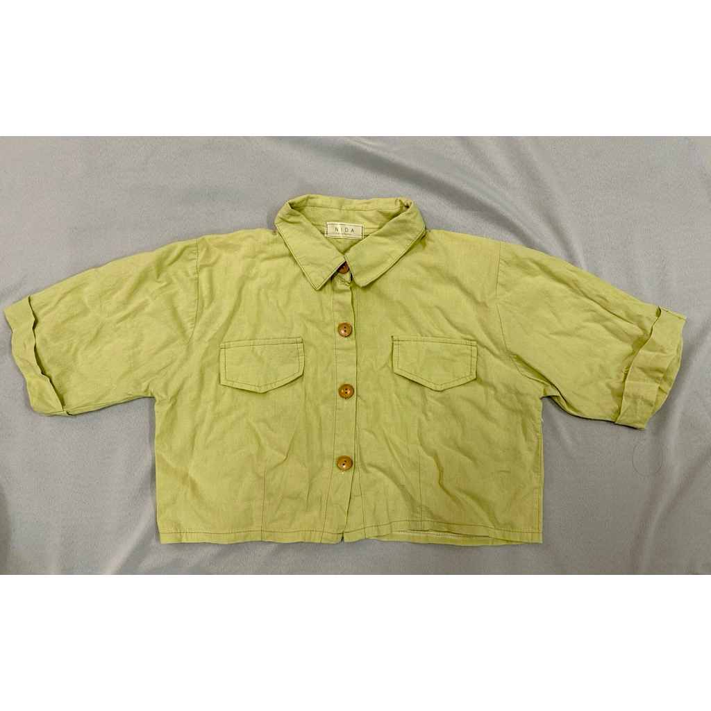เสื้อเชิ๊ต คอปก สีเขียวอ่อน ป้าย NIDA
