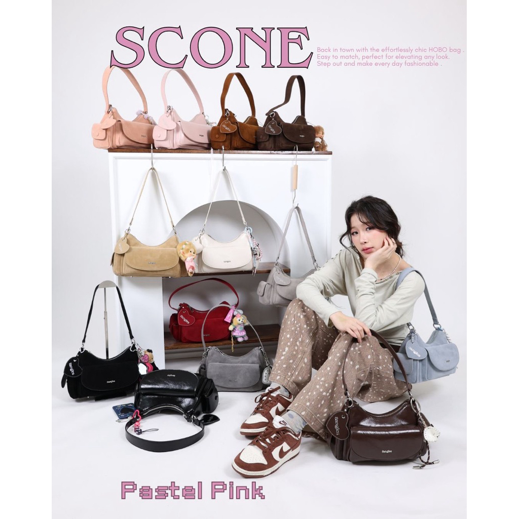 8anglesshop - รุ่น Scone hobo bag ขนาด11นิ้ว ( มีสายสั้น+ยาว ) E007💖🍎