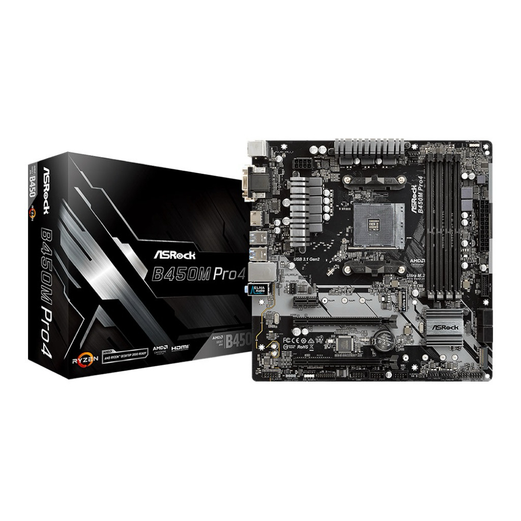 ASROCK MOTHER BOARD B450M-PRO4-R2.0 (AM4) สินค้าในไทย มีของพร้อมส่ง ประกันร้าน