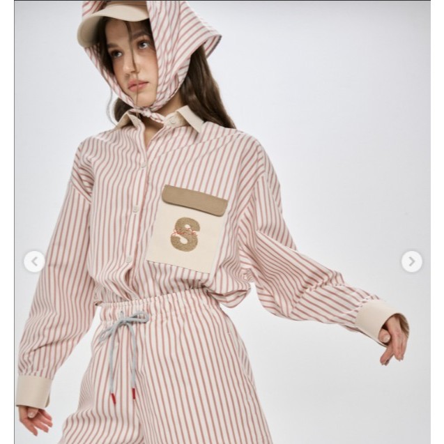 มือสอง Sarin PuiPui pinstripe shirt เสื้อเชิ้ต ลายปัก ปุยปุย sarin