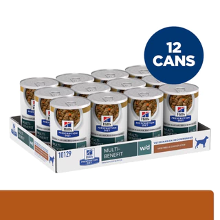 (370g.X12 กระป๋อง)Hill's Prescription Diet w/d Multi-Benefit Canned อาหารเปียกสุนัข สูตรรักษาโรคเบาหวานและลดน้ำหนัก