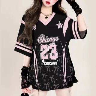 เสื้อบาสเกตบอลผู้หญิง oversize เสื้อผ้าสาวอวบไซส์ใหญ่ ทรงหลวมสไตล์เกาหลี เสื้อยืดกีฬาแฟชั่นมาใหม่ สกรีนเเบบวินเเทจฮิปฮอป