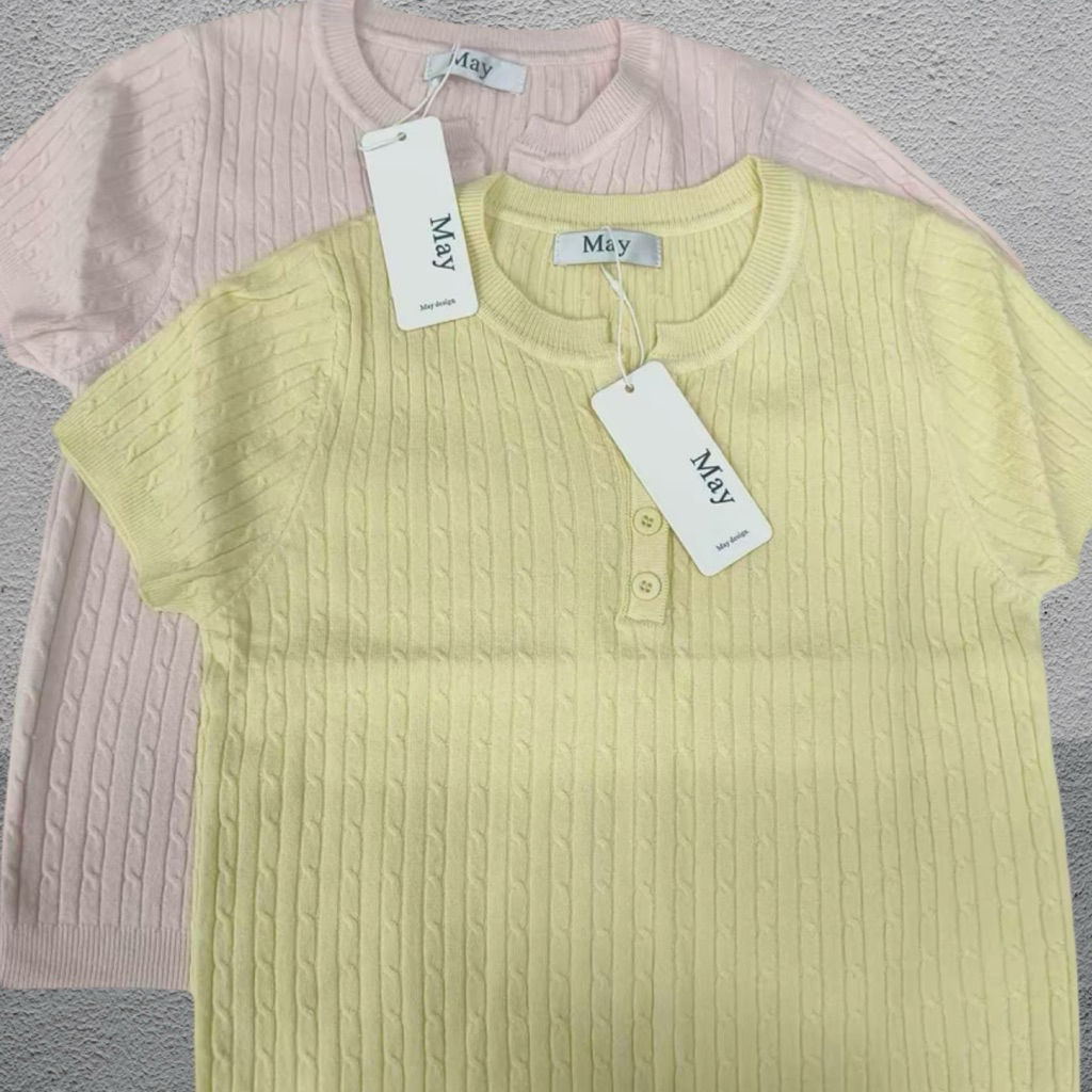 เสื้อไหมพรมเปียกระดุมหน้าน่ารักผ้านุ่ม MAY