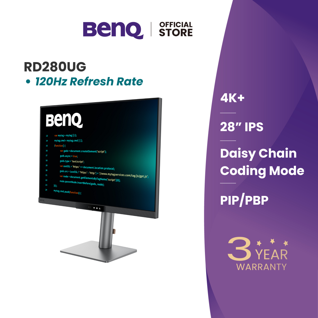 BenQ RD280UG IPS 28.2นิ้ว 4K+ UHD 120Hz Programming Monitor (Ultimate Coding Experience)