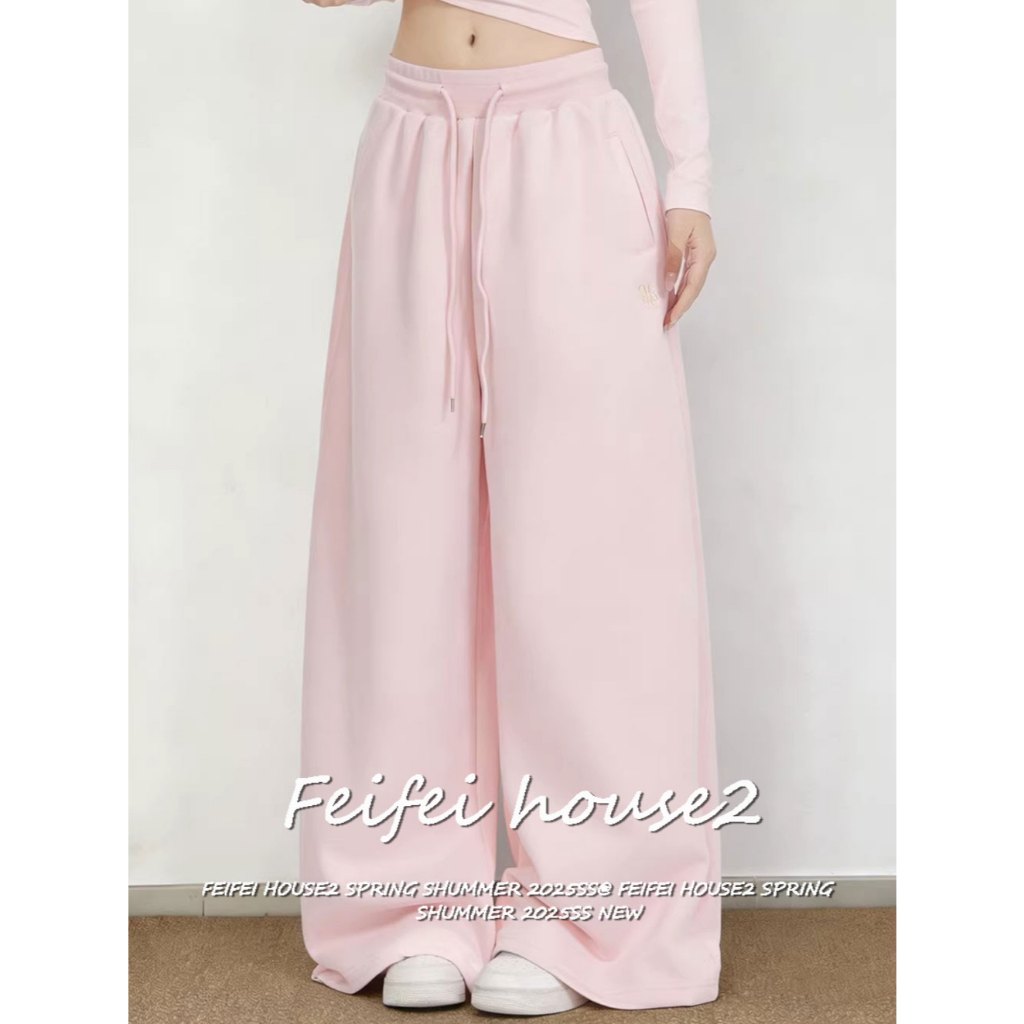 [Summer embroidered wide-leg pants]ผู้หญิงสไตล์ลำลองปักลายสำหรับอเนกประสงค์กางเกงขายาวเอวสูงทรงขากว้าง