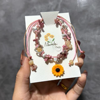 กำไลเชือกเทียน กำไลทานตะวัน พร้อมส่ง ✅ กำไลหิน กำไลหินแท้ จี้ทานตะวันกำไลไปงานดนตรีไปเเคมป์ปิ้ง กำไลแฮนเมด