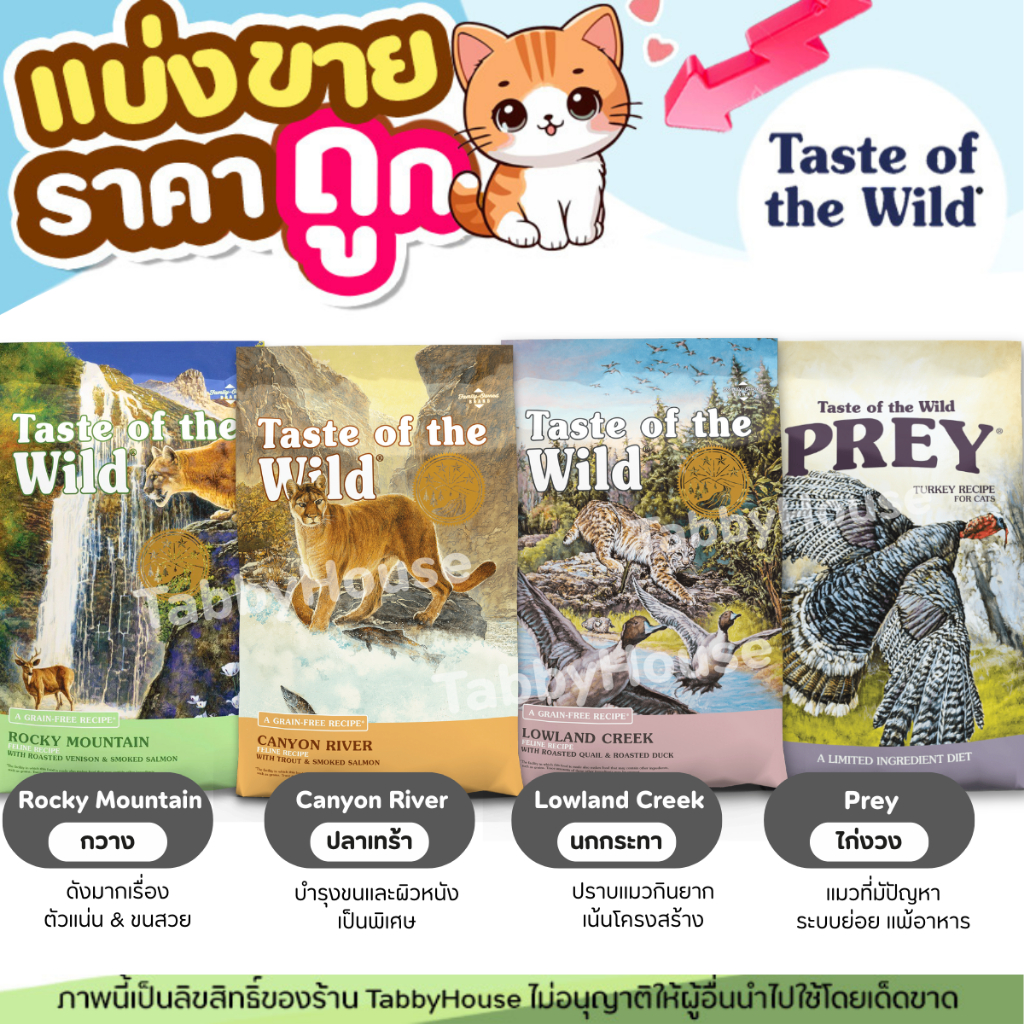 ❗แบ่งขาย❗Taste of the wild อาหารแมว ครบทุกสูตร สำหรับแมวทุกวัย โฮลิสติก อุดมด้วยพรีไบโอติก ไฟเบอร์
