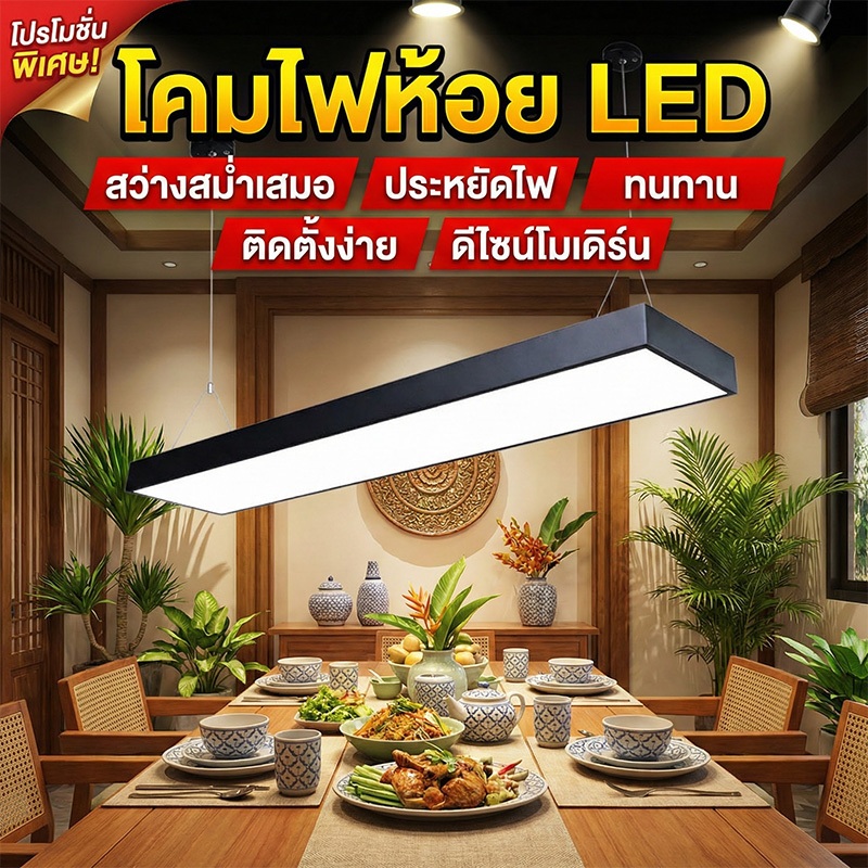 โคมไฟห้อย LED 18W แขวนสลิง T Bar ฟรีหลอด36W โคมไฟออฟฟิศสำนักงาน ติดฝ้าได้ มอก.