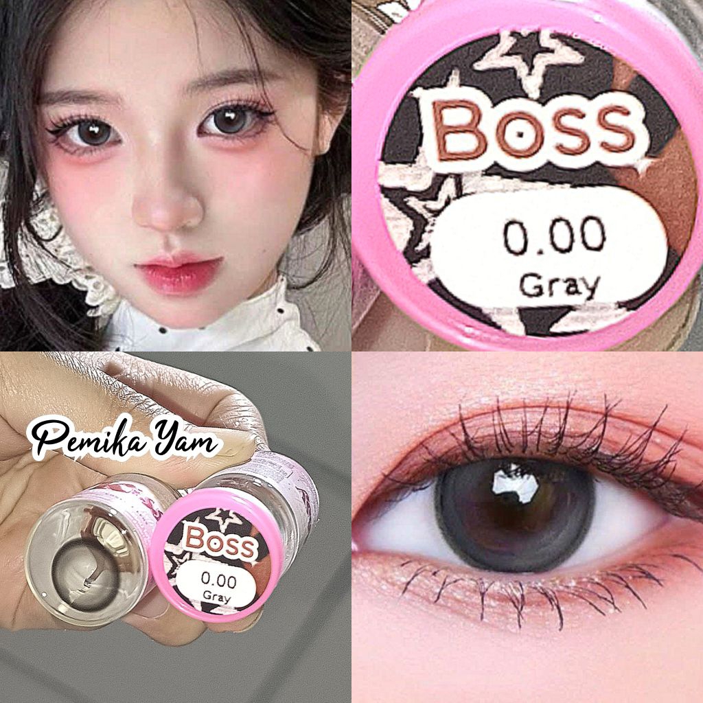 คอนแทคเลนส์ลาย Boss Gray สีเทา ขนาดเลนส์ 14.5 mm ค่าอมน้ำ 65% รายเดือน ( Kissy )