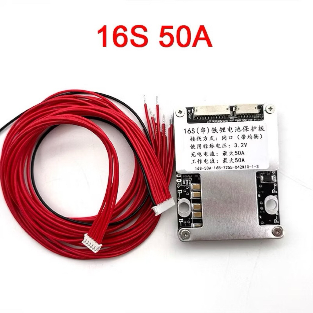 (ของไทย) BMS 16S 48V 50A พีค100A แบตเตอรี่ลิเธียม Lifepo4 และอื่นๆ แบตเตอรี่ BMS พีซีบีแผงป้องกัน bo