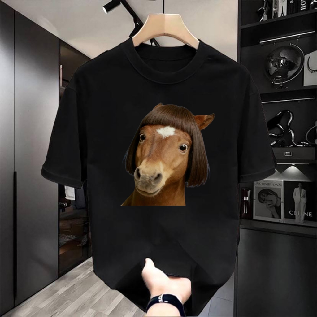 เสื้อยืดปีใหม่ม้าตลก Happy New Year 2026 CNY Year of Horse New Year T-shirt Short Sleeve unisex ลายกราฟฟิกม้า ป