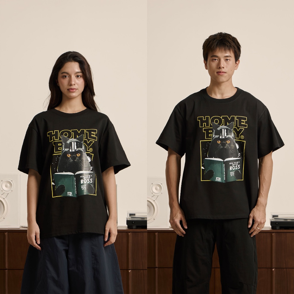 HOMEBOY เสื้อOVERSIZE  HB.CATVADER   คอตตอน100% ใส่ได้ทุกวัน