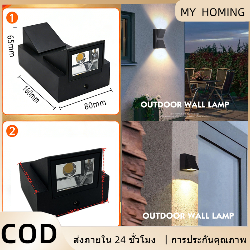 เปลี่ยนหลอดไฟได้ง่าย 220V# โคมไฟติดผนังกลางแจ้ง ไฟกิ่งกันฝนพร้อมที่ยึดหลอดไฟ เชื่อมต่อโดยตรงกับไฟในอาคาร