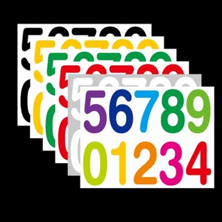 สติกเกอร์ตัวเลข ขนาดใหญ่4นิ้ว สีสด ติดแน่นทนนาน กันน้ำ