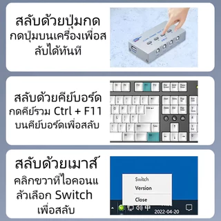 4-Port USB 2.0 สวิตช์ฮับแบบแชร์อัตโนมัติ สำหรับเครื่องปริ้นเตอร์เครื่องพิมพ์ (ออโต้)